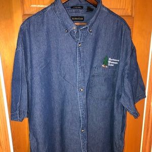 ULTRACLUB Short Sleeve denim button down shirt.   All heavyweight cotton. 4XL.